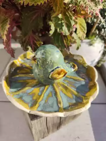 Poidło ceramiczne z wróblem
