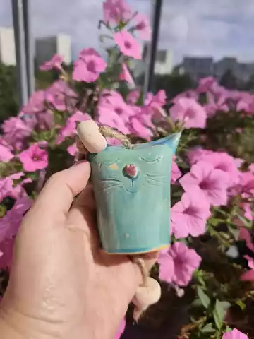 Dzwonek ceramiczny kotek