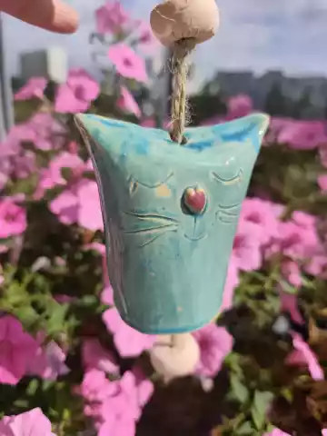 dzwonek ceramiczny kotek