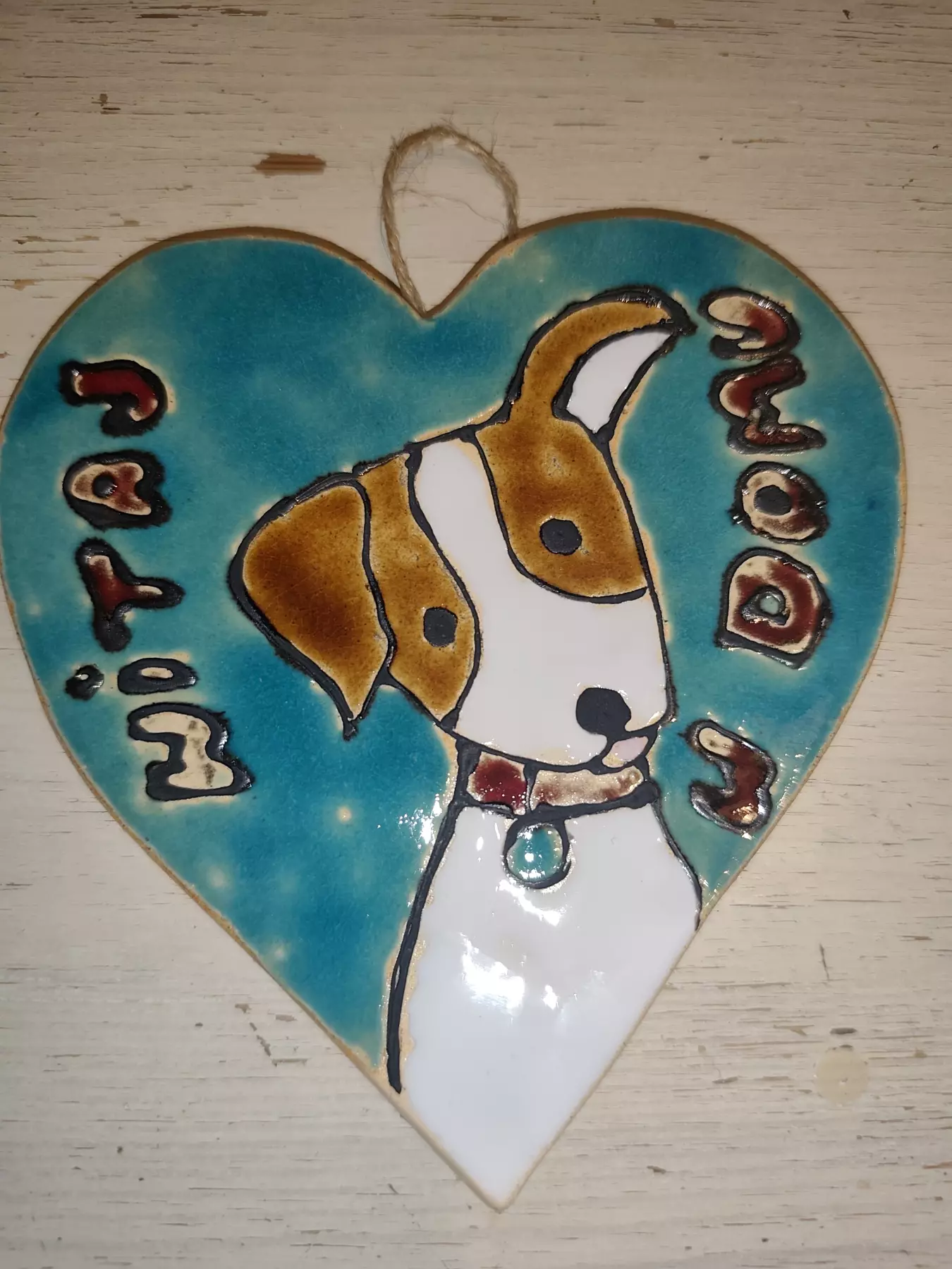 serce ceramiczne z pieskiem