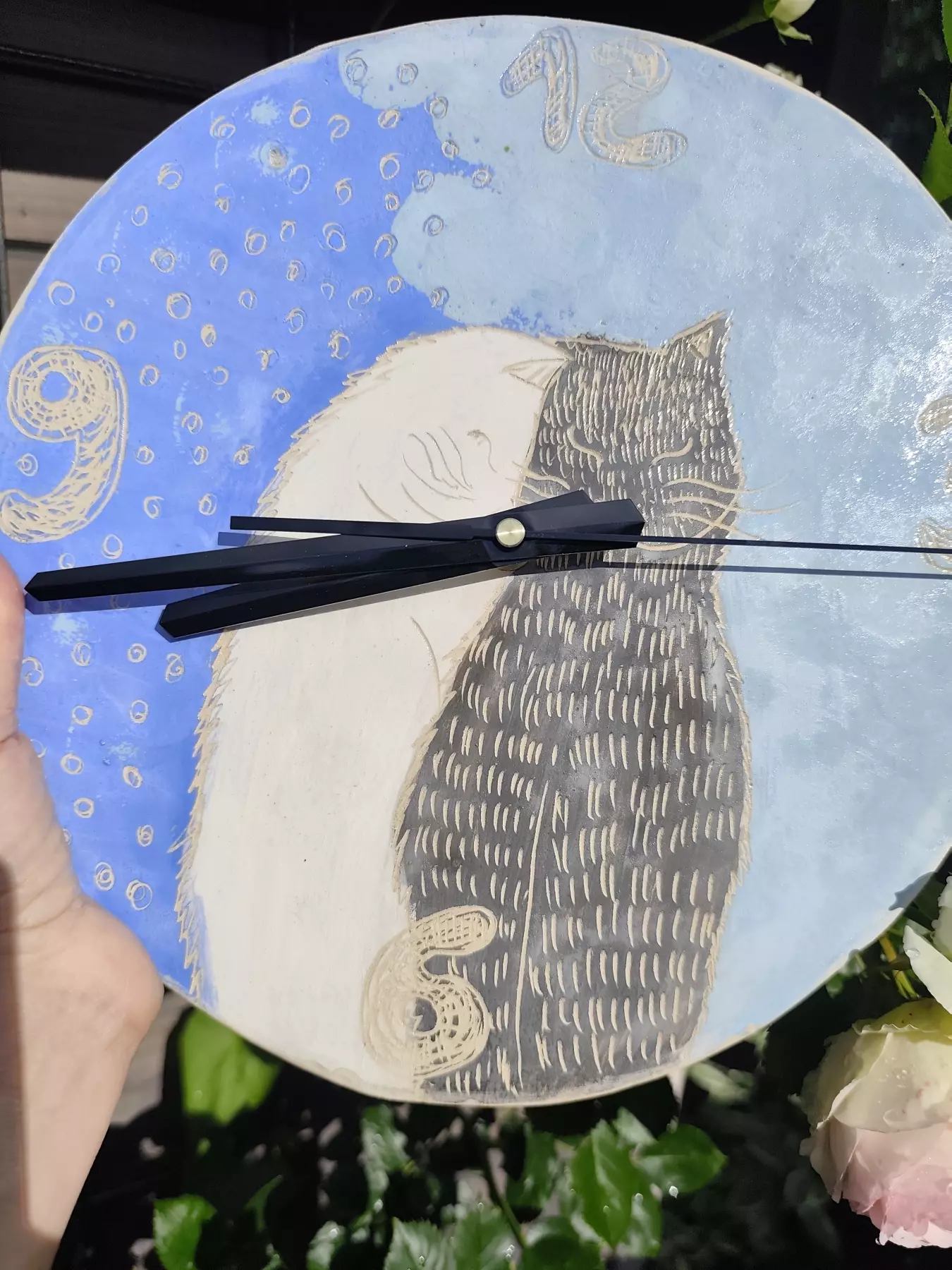 zegar ceramiczny z kotami